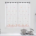 Cortina Cocina Bordada Setas 140-220cm – Multicolor Salmón