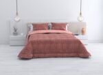 Edredón Sherpa Nórdico Cama Rosa Jacquard Waves: Sedalina Tacto Peluche, Sherpa Interior, 600grs Gramaje, 260cm Largo + Fundas Almohadas Regalo 50x70cm.