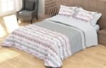 Edredón Nórdico Emma para Cama en Colores Gris y Rosa: Sedalina Tacto Peluche, Sherpa Interior 700grs, 260cm Largo + Fundas Almohadas 50x70cm Regalo.