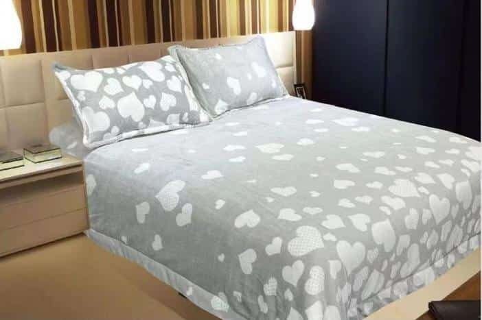Edredón Nórdico de Invierno de Sedalina y Sherpa - Edredón Térmico, Suave y Cálido-Corazones dulces en Gris para Cama de 90, 120,135 y 150cm