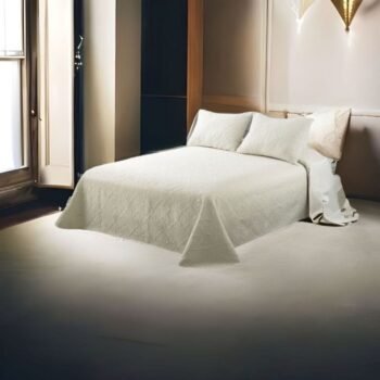 Colcha cama verano Reversible, en Beis. Alejandría Termo sellado asegura y Garantiza su Durabilidad al lavado. Cuadrantes de Regalo 50 x 70cm.