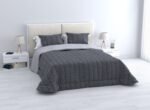 Edredón Sherpa Nórdico Gris Jacquard Espiga: Sedalina Tacto Peluche, Sherpa Interior, 600grs Gramaje, 260cm Largo + Fundas Almohadas Regalo 50x70cm.