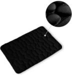 Alfombra Baño Color Sólido Negro Antideslizante Alfombra Suave Absorbente con Dibujo Geométrico para Baño Dormitorio Pasillo Sala de Estar Cocina Hay dos Medidas (40 x 60 cm y 50 x 70 cm).