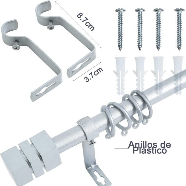 Barra Extensible para Cortina 19-16mm Plata Moderna