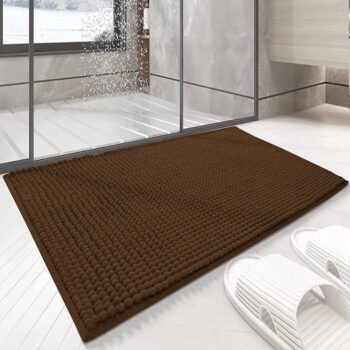Alfombra Baño ,Cocina ,Mascota, En Marrón, Antideslizante, Multifuncional ,Felpa Microfibra Chenilla, Suave, Cómoda Y Superabsorbente.