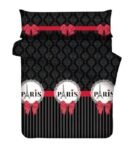 juego funda nórdica con bajera parís lazos Tejido 50% algodón, 50% poliéster.