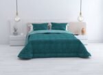 Edredón Sherpa Nórdico Cama Petróleo Jacquard Waves: Sedalina Tacto Peluche, Sherpa Interior, 600grs Gramaje, 260cm Largo + Fundas Almohadas Regalo 50x70cm.