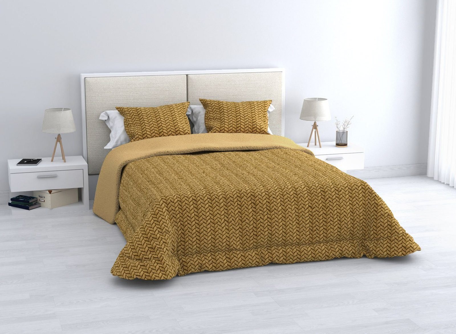 Edredón Nórdico Sherpa Amarillo 600grs + Fundas
