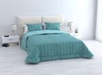 Edredón Sherpa Nórdico Aqua Jacquard Espiga: Sedalina Tacto Peluche, Sherpa Interior, 600grs Gramaje, 260cm Largo + Fundas Almohadas Regalo 50x70cm.