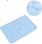 Alfombra Baño En Azulón Antideslizante Alfombra Suave Absorbente Color Sólido con Dibujo Geométrico para Baño Dormitorio Pasillo Sala de Estar Cocina