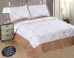 Colcha bouti Cubrecama Cama Bordada Cosida con Fundas para Primavera/Verano/otoño, color Tostado (F-2629)