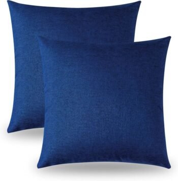 Juego de 2 Fundas de Cojines azul eléctrico de Lino Laminado con Cremalleras, Varios Tamaños Disponibles, Fundas para Almohadas de Alta Calidad.