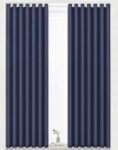Cortina Opaca Lisa en Azul oscuro Suave, ventanas, Sala, Salón ,Dormitorio con 8 Ojales de Acero Paquete 1 Piezas de 140x260cm.