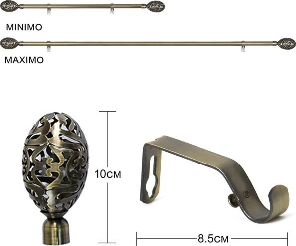 Barra Extensible Cortina M-Sevilla 19-16mm Acero Oro
