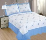 Colcha bouti Cama (L-2611) Cubrecama Bordada Cosida con Fundas para Primavera/Verano/otoño, Azul