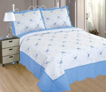 Colcha bouti Cama (L-2611) Cubrecama Bordada Cosida con Fundas para Primavera/Verano/otoño, Azul