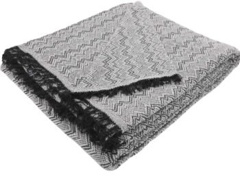 Cubre sofá Multiusos, jarapas algodón zigzag, crudo Marrón.