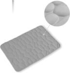 Alfombra Baño Color Sólido Gris Antideslizante Alfombra Suave Absorbente con Dibujo Geométrico para Baño Dormitorio Pasillo Sala de Estar Cocina Hay dos Medidas (40 x 60 cm y 50 x 70 cm).