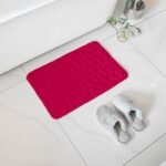 Alfombra Baño Color Sólido Fucsia Antideslizante Alfombra Suave Absorbente con Dibujo Geométrico para Baño Dormitorio Pasillo Sala de Estar Cocina Hay dos Medidas (40 x 60 cm y 50 x 70 cm).