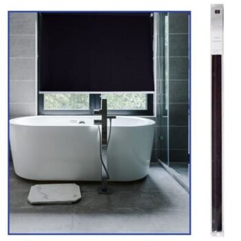 Estor enrollable negro semi opaco de 200 cm de alto para salón, dormitorio u oficina