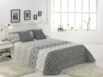 Edredón conforter invierno Estampado ADYRA Gris con Presilla de botón en Las Esquinas y caída de 50cm para Mejor Ajuste de la Cama.