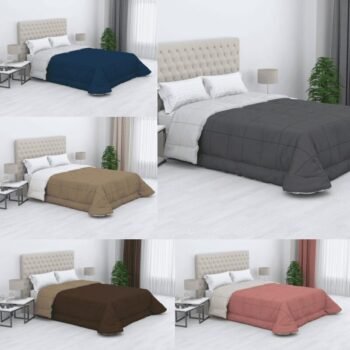 Edredón Nórdico Bicolor cama reversible 240 gramos, de fibra hueca virgen siliconada disponible desde 90cm hasta 180cm en 5 colores Todo cosido en una sola pieza.