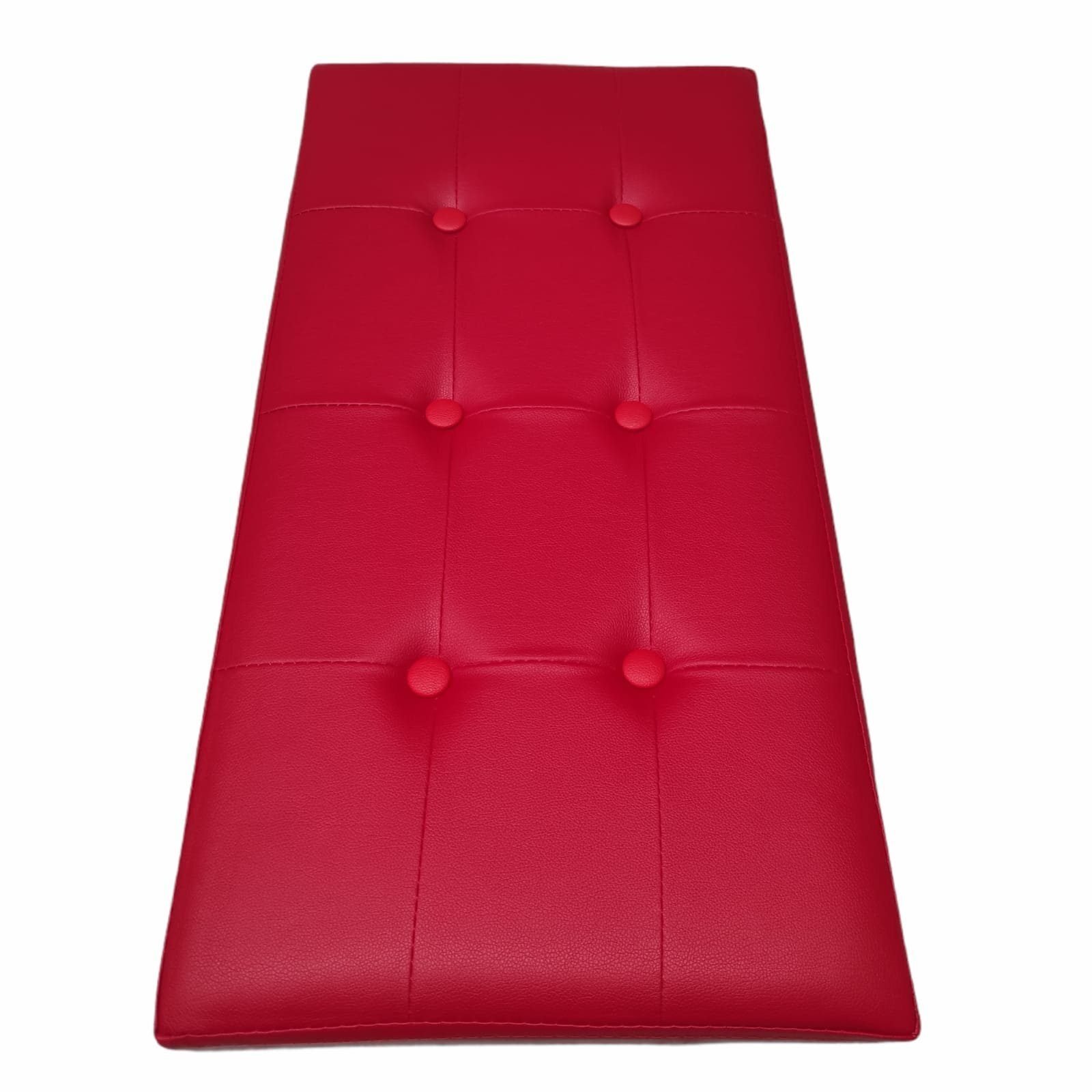 Baúl Puff pulí piel Taburete para almacenaje Plegable en Rojo, 76 x 38 x 38 cm.
