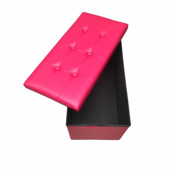 Baúl Puff pulí piel Taburete para almacenaje Plegable en Rojo, 76 x 38 x 38 cm.