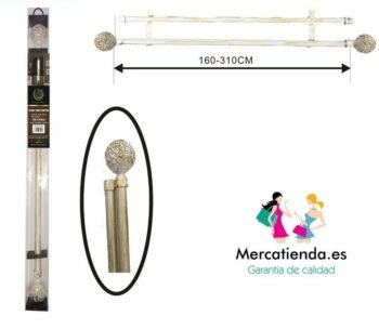 Barra Cortina Doble Extensible 160-310cm Blanca Dorada