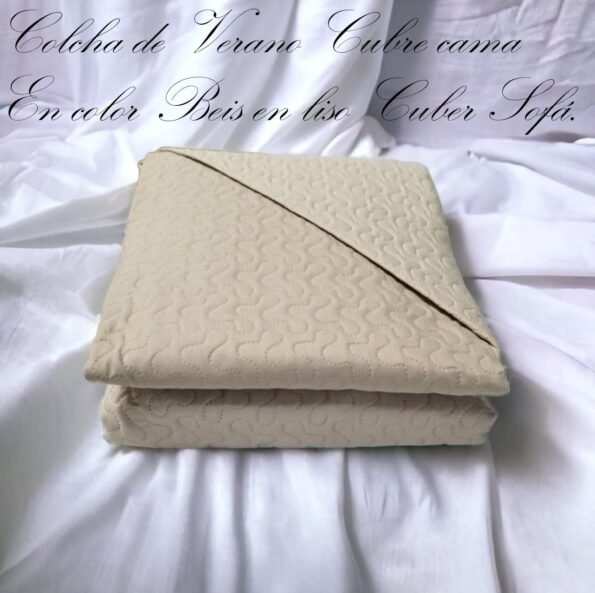 Colcha Beis, Lisa económica ,Reversible de la Colección El Molino, Colcha de Verano Lavable a Máquina para Cama Individual y Matrimonial.