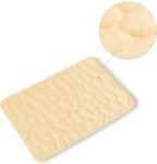 Alfombra Baño Color Sólido Beis claro Antideslizante Alfombra Suave Absorbente con Dibujo Geométrico para Baño Dormitorio Pasillo Sala de Estar Cocina Hay dos Medidas (40 x 60 cm y 50 x 70 cm).