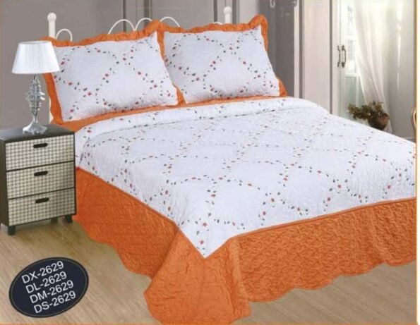 Colcha Bouti Cama Cubrecama Bordada Cosida con Fundas para Primavera/Verano/otoño,(D-2629) Naranja .