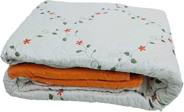 Colcha Bouti Cama Cubrecama Bordada Cosida con Fundas para Primavera/Verano/otoño,(D-2629) Naranja .