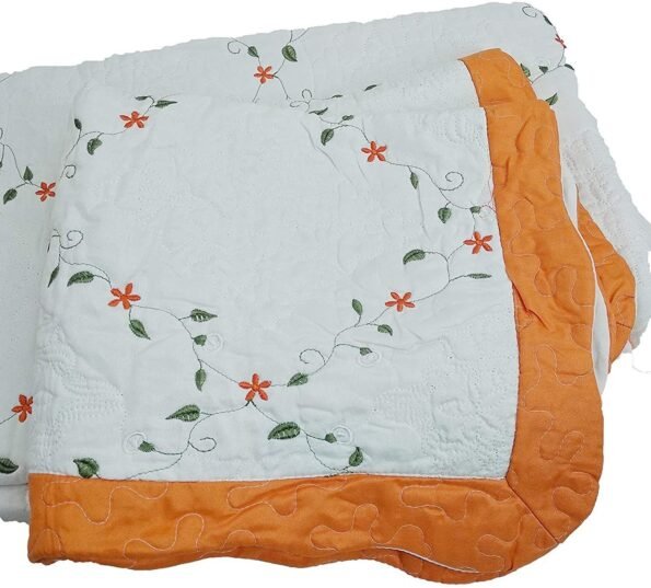 Colcha Bouti Cama Cubrecama Bordada Cosida con Fundas para Primavera/Verano/otoño,(D-2629) Naranja .