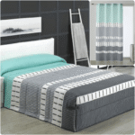 Edredón conforte Estampado Alaska Gris con Presilla de botón en Las Esquinas y caída de 50cm para Mejor Ajuste de la Cama.