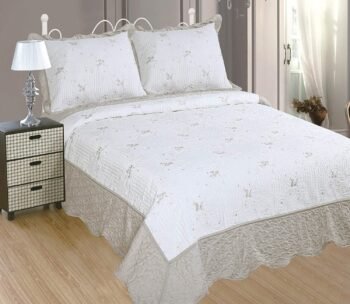 Colcha bouti Cama (H-2611) Cubrecama Bordada Cosida con Fundas para Primavera/Verano/otoño, Gris perla.