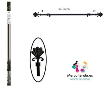 Barra Extensible Negra 19mm Modelo Concha para Cortinas