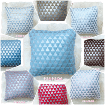 Pack 2 fundas de cojín de terciopelo triángulos en varios colores de 45 x 45 cm.