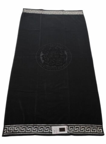 Toalla de baño y Playa 100% algodón Egipcio gran absorción con motivos Egipcio Color Negro Medidas 90_x_175 cm.