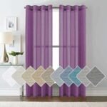 cortinas Visillos translúcida para ventanas ,puertas de salón, habitación, dormitorio, terraza, 100% polyester, color Morado, M-0575, Medidas 145 x 260 cm