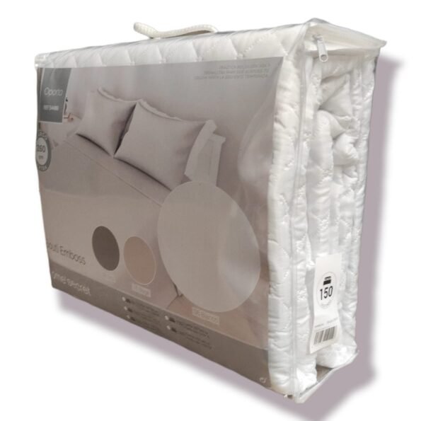 Colcha de cama Blanca Reversible, Oporto Temo sellada asegura y Garantiza su Durabilidad. Con cuadrantes de Regalo 50 x 70cm.