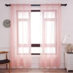 Cortinas translucido con 3 Formas de( uso) con diseño Lluvia rosa, para Salón ,Habitación con Efecto de visillo Medidas 140X260cm
