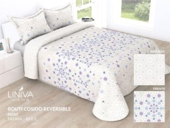 Colcha bouti Cosida reversible Cosida reversible Cubre con Fundas para Primavera/Verano/otoño ,Fátima, Beige R/90507.
