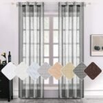 Cortinas Translúcida 140x260cm Gris ,Visillos para Ventanas Puertas de Salón Habitación Dormitorio.