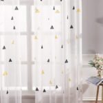 Cortinas de visillo bordado triangulo juvenil para sala, habitación con 8 ollaos de acero.