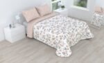 Colcha bouti marca Victorio & Lucchino cosida reversible cubre cama con Fundas 50x70 cm modelo Vera Color Salmón para primavera / verano / otoño