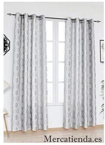 Cortina de tela semi opaca diseño modernas para salas, habitacion ,ventanas de terraza ,color Gris perla con 8 ollaos de acero..