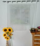 Cortinas Rústicas Bordadas Beis para Cocina y Más