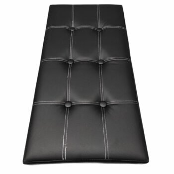 Baúl Puff pulí piel Taburete para almacenaje Plegable en Negro, 76 x 38 x 38 cm.