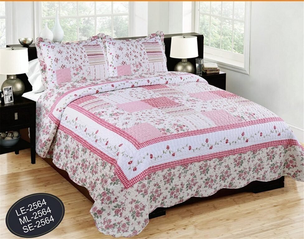 Colcha bouti estampada en tonos rosas y tamaño 240 x 260cm: Estilo y calidad para tu dormitorio